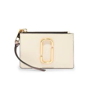 Marc Jacobs THE SNAPSHOT LEATHER ID WALLET in New Cloud White Multi